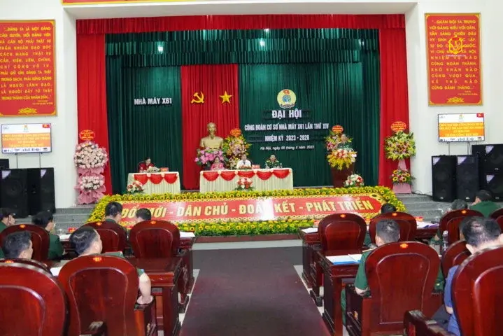 CÔNG ĐOÀN CƠ SỞ NHÀ MÁY X61 TỔ CHỨC THÀNH CÔNG ĐẠI HỘI LẦN THỨ XIV NHIỆM KỲ 2023-2028